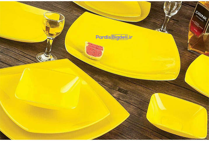 سرويس ٢٥ پارچه زرد تكرنگ